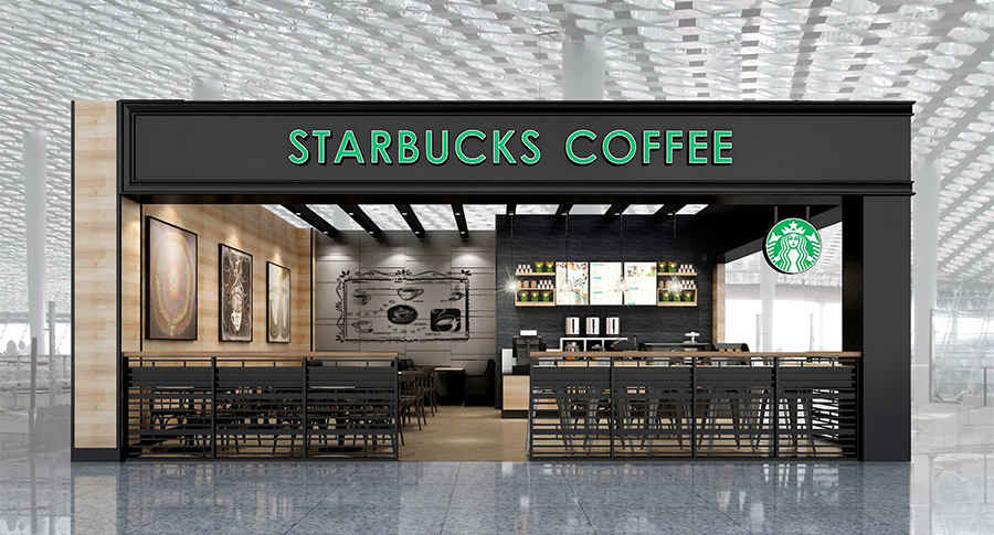 武汉机场星巴克咖啡店面设计连锁品牌店面设计