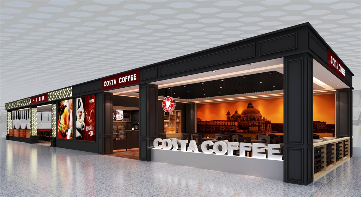 三亚飞机场面馆设计，商场咖啡厅设计装修效果